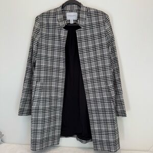 Classic Carolina Belle Black & White Plaid Open Front L Jacket Size L